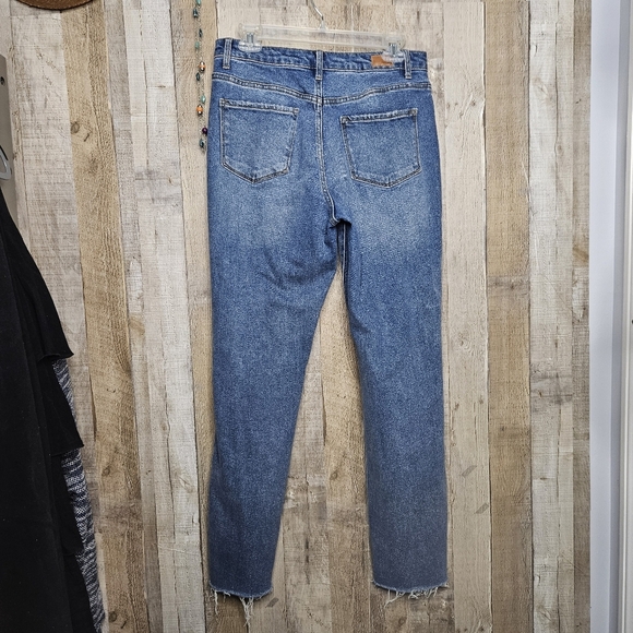 RSQ High-rise Straight Leg Raw Hem Denim Blue Jeans Sze 30x30 Fringed Distressed - Picture 4 of 10